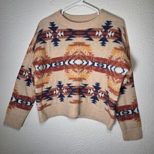 Lucky Brand • Multicolor Patterned Cropped Sweater